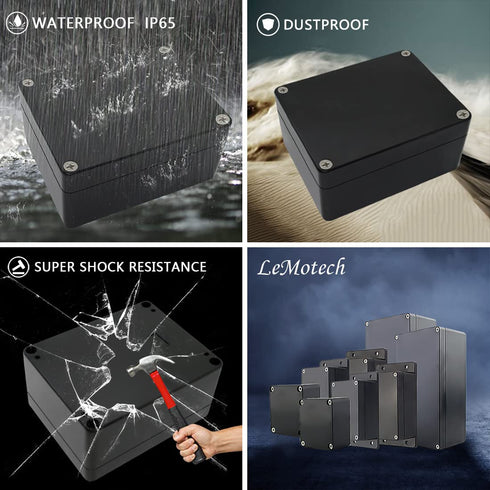 LeMotech Project Box ABS Plastic IP65 Waterproof Dustproof Electrical Junction Box Outdoor Enclosure for Electronics Black 4.5 x 3.5 x 2.1 inch(11...