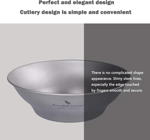 Boundless Voyage Ultralight Titanium Bowl Pan Plate Dish with Carry Bag Outdoor Camping Portable Tableware Cookware (Ti15165B (800ml Bowl))...