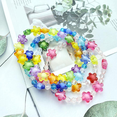 200 Pieces 12mm Acrylic Flower Beads Mix Candy Colors Smooth Spacer Beads Flower Shape Beads for DIY Craft Jewelry Making Bracelets Necklaces Earr...
