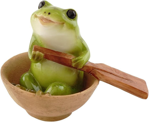 Top Collection Miniature Fairy Garden and Terrarium Frog Rowing Boat Figurine, Green...