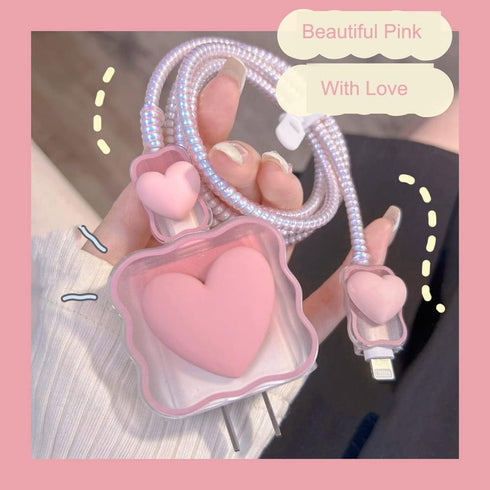 ZOSTLAND 5 in 1 DIY 18W 20W Heart Shape Protector Data Cable USB Charger Line Earphone Wire Saver Organizer Compatible with iPhone 11 12 13 14 15 ...