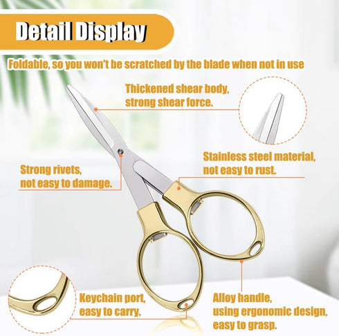 2PCS Folding Scissors, Portable Travel Scissors, Gift for Men Glasses Shaped Mini Shear Telescopic Cutter, Anti Rust Stainless Steel Scissors for ...