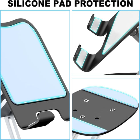 Cell Phone Stand, Fully Adjustable Foldable Desktop Phone Holder, 360 Degree Rotating Desktop Phone Stand for Recording Compatible with iPhone 15 ...