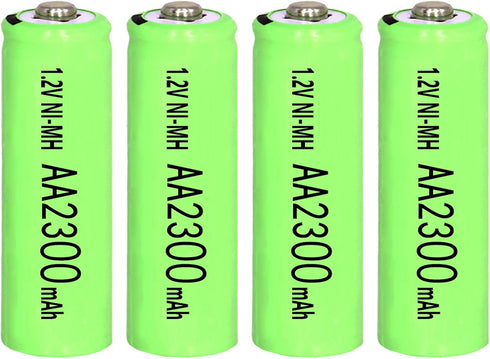 4 Packs Ni-MH AA 2300mAh Rechargeable Batteries, 1.2V Double A High Capacity Pre-Charge Long Lasting for microphones,TV remotes,wireless mouse,key...