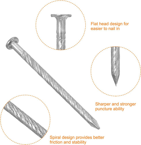 uxcell 25Pcs Fence Deck Nails, 1 9/16 Inch 304 Stainless Steel Spiral Deck Nail Spiral Shank Spikes for House Floor Repairing Wall Woodworking, Si...