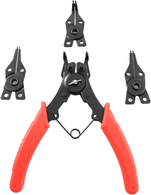 Snap Ring Pliers TAODAN 1Set 4 In 1 C Clips Removal Retaining Set for Automotive and Engine Repair, Interchangeable Jaw Head 45 90 and 180 Degree ...