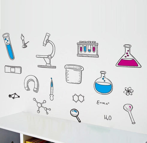 BIBITIME Science Laboratory Wall Decals Vinyl Chemical Element Tool Stickers for School Classroom Nursery Bedroom Children Student Study Teens Kid...