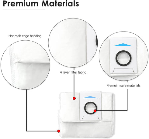 (10 Pieces) Replacement Vacuum Bags for ECOVACS DEEBOT T20 OMNI X1 OMNI X1 PRO OMNI X1 OMNI T10 OMNI, Robotic Vacuum Filter Bags Compatible With D...