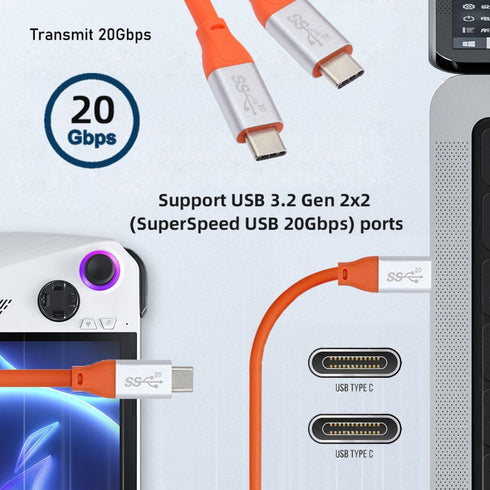 chenyang USB C Cable USB 3.2 Ultra Soft High Flex 20Gbps 100W 8K 5K 4K USB 4.0 Hyper Super Flexible Cord 3.0M...
