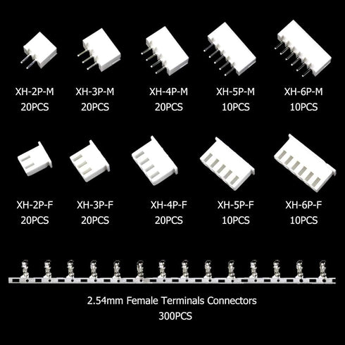 460pcs 2.54mm JST-XH Connector Kit with 2.54mm Female Pin Header and 2/3 / 4/5 / 6 Pin Housing Connector Adapter Plug (JST Connector Kit)...