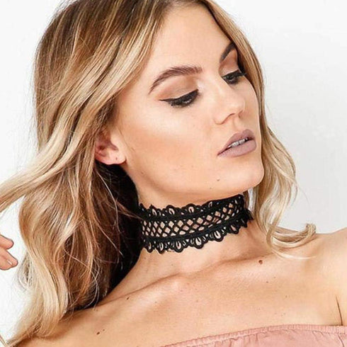 Zoestar Lace Choker Necklaces Vintage Black Elastic Stretch Necklace Chain Accessories for Women...