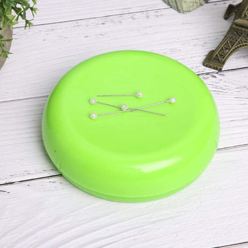 Magnetic Sewing Pincushion Household Supplies for Quilting Safety Pins, Flower Head Straight Pins, Glass Head Pins and Paperclips(Green)...