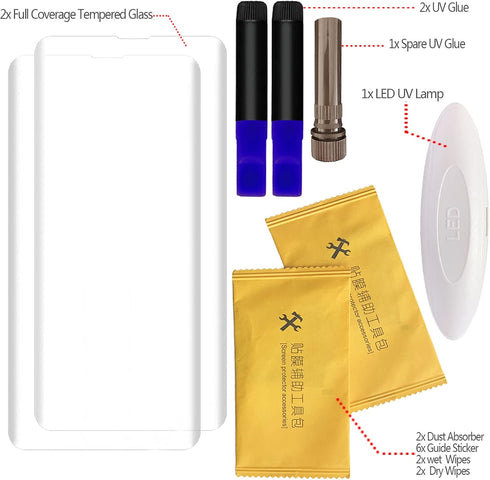 Johncase [2 Pack Screen Protector Compatible for Samsung Galaxy S10, Full Edge 3D Curved Tempered Glass Film W/UV Liquid Adhesive Light Installati...