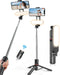 Selfie Stick Tripod with Light Extendable Selfie Stick with Detachable Wireless Remote Shutter Travel Video Tripod Stand Cell Phone Mount Holder C...