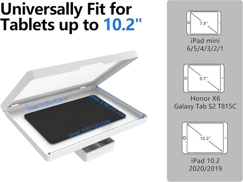 MoKo Wall Mount Shower Tablet Holder, 360 Rotation Waterproof Tablet Holder Bathroom Tablet Case Mount Shelf with Touchable Anti-Fog Screen for Ta...