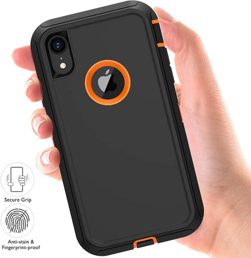 for iPhone XR Case with 2 x Screen Protector, Heavy Duty Shockproof/Drop Proof/Dust Proof 3-Layer Military Protection Full Body Rugged Defender Du...