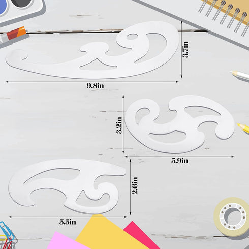 Fulmoon 3 Pcs Stainless Steel French Curve Ruler for Pattern Making Metal Drafting Stencils Reusable Drafting Templates Drawing Ruler for Leather ...