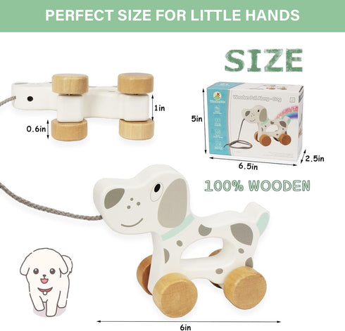 Baby Toys Car,Wooden Pull Along Toddler Toy, Developmental Toy for 1 Year Old Girl Boy Birthday Gift (Dog)...