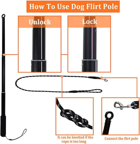 ASOCEA Dog Tug Toy with Flirt Pole,Aggressive Chewers Dog Squeaky Bungee Rope Toy Chase Pull Tug of War Lure Toy with Teaser Wand for Small Medium...