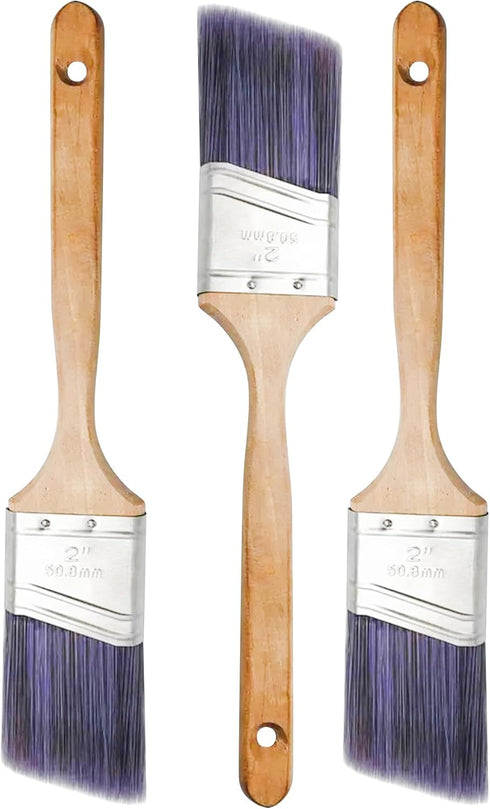 Paint Brush Set - 3 Each - 2 Inch Angle Brush Set for All Latex & Oil Based Paint and Stains...
