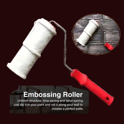 Embossed Paint Roller, 8 Inch Brick Embossing Roller for Wall Decoration, Art Brush Paint Roller Embossing Cylinder with Rubber Handle for Househo...