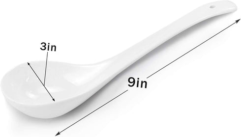 Kslong Pure White Ceramic Soup Ladle - Bone China Big Ladle, Deep Porcelain Flatware, Asian Soup Tureen Spoon 9.4" x 3" Scoops for Household Purpo...