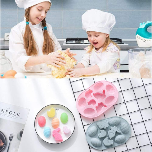 2Pack Easter Rabbit Bunny Egg Silicone Molds, 3D Easter-theme Baking Mould Tray DIY Baking Tool for Chocolate Cake Dessert Candy Mousse Pastry Soa...
