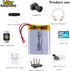 3.7V Lipo Battery 500mAh Rechargeable Lithium ion Polymer Battery 403040 Lithium Polymer ion Battery with JST Connector...