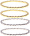 COLORFUL BLING 4Pcs Copper Beaded Stretch Bracelet Set Ball Beads Stacking Elastic Brass Bead Ball Stretch Bracelet Bangle for Women Men...