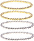 COLORFUL BLING 4Pcs Copper Beaded Stretch Bracelet Set Ball Beads Stacking Elastic Brass Bead Ball Stretch Bracelet Bangle for Women Men...