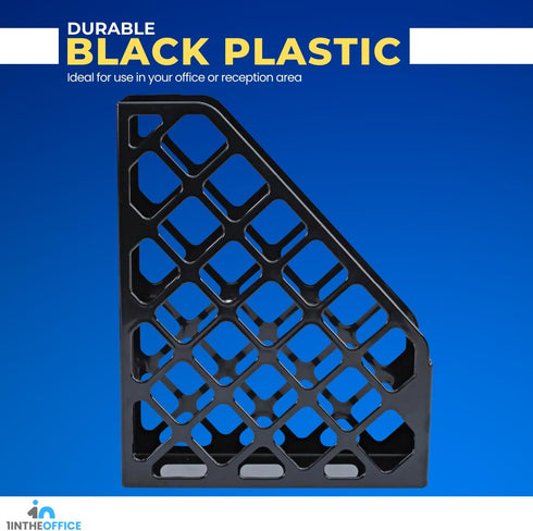 1InTheOffice Plastic Magazine File Holder, File Holder Organizer Box, 3 x 10 x 11.88, Recycled, Black, (2 Pack)...