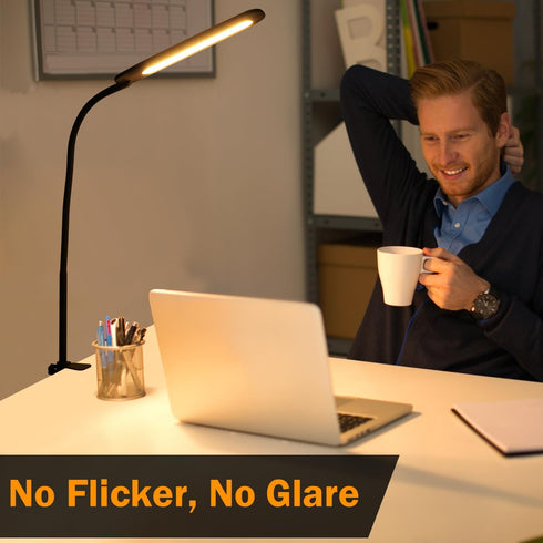 LED Desk lamps with Clamp for Home Office,High Brightness,3 Color Temperatures and Dimmable Clip On Desk Light,Flexible Gooseneck Desk Lamp with U...