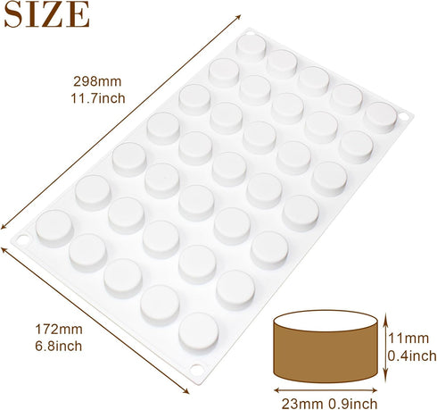 FUNSHOWCASE Mini Round Disc Silicone Mold Tray per Cavity 0.9x0.9x0.4inch 35 Cavities...