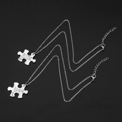 2PCS Friends Necklaces for 2 - Side by Side Or Miles Apart BFF Friendship Matching Puzzle Necklace Set Long Distance Friendship Gifts for Women...
