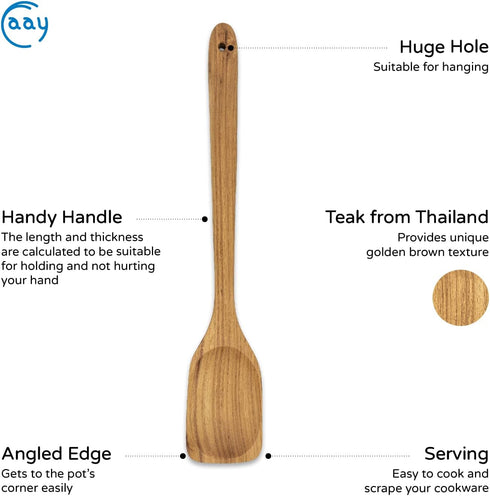 FAAY 18 Inches Large Wooden Spoon, Long Handle Heavy Duty Spoon with Scoop for Big Pot Stirring, Mixing & Cooking. Handcrafted from Teak for Crab ...