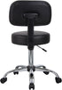 Boss Office Products Be Well Medical Spa Stool with Back in Vinyl, Black...