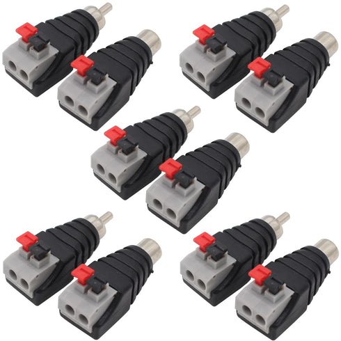 Speaker Phono Wire Cable to Audio Male Female RCA Connector Adapter Plug Jack 10 Pack (5 Male and 5 Female)...