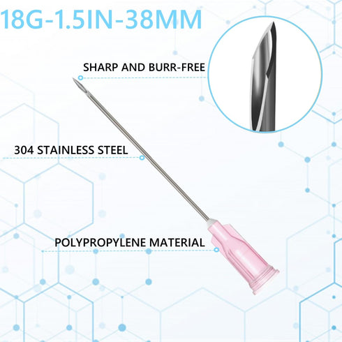 100-Pack 1-1/2 Inch 18Ga Luer Lock Needle with Cap Science Lab Supplies Individually Sealed...