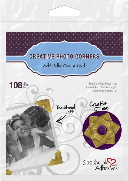 3L Scrapbook Adhesives Self-Adhesive Creative Paper Photo Corners, Gold, 108-Pack...