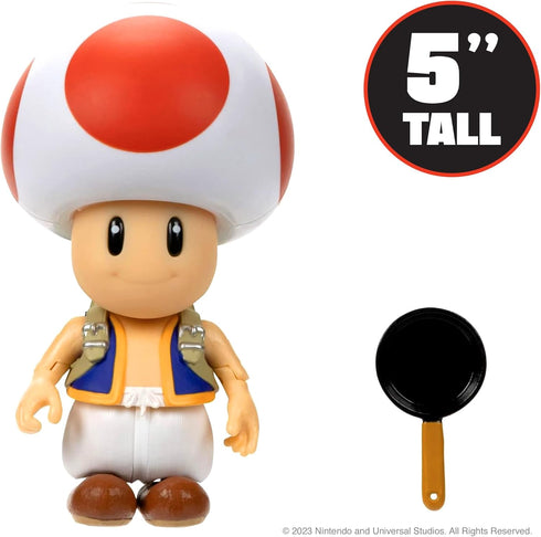 THE SUPER MARIO BROS. MOVIE - 5 Inch Action Figures Series 1 – Toad Figure with Frying Pan Accessory...