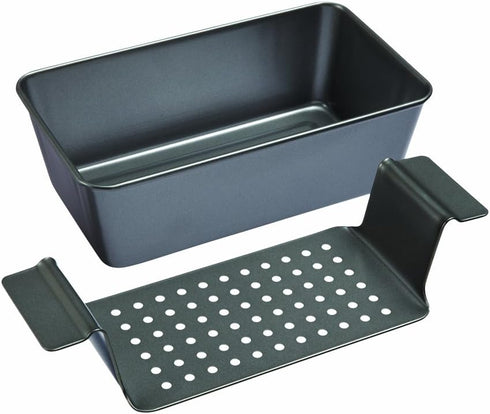 Chicago Metallic 2-Piece Healthy Meatloaf Pan with Draining Insert Professional Grade Non-Stick Carbon Steel Baking Pan with Lift and Serve Featur...