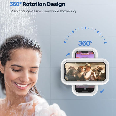 Waterproof Shower Phone Holder, 480° Rotatable Retractable Phone Stand Case with Aroma Strip for Bathroom Wall Mirror Bathtub Kitchen, Compatible ...