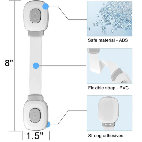 Fursafe&Q Baby Cabinet Locks, Child Safety Cabinet Proofing -Child Safety Strap Locks Adhesive Drawer Fridge Ovens Door Toilet Latches No Drill Mu...