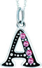 Initial Pink Letter A Alphabet Initial Charms Bead Necklace Pendant...
