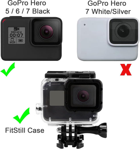 FitStill Double Lock Waterproof Housing for Go Pro Hero 2018/7/6/5 Black, Protective 45m Underwater Dive Case Shell with Bracket Accessories for G...