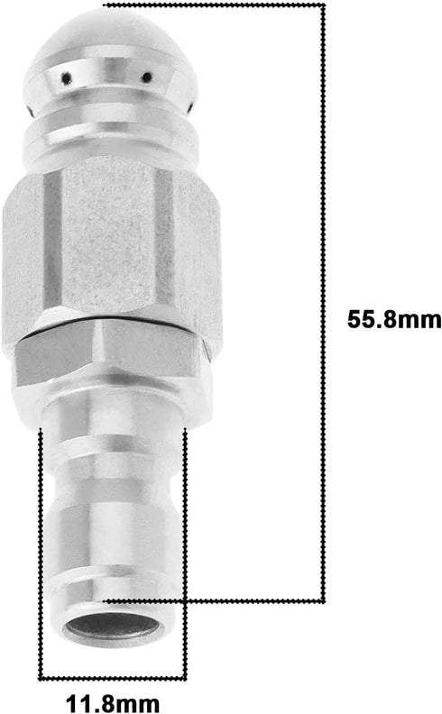 1pcs 1/4" Quick Connect Hose Nozzle Sewer Jetter Nozzle Kit Drain Cleaning Jet Stainless Steel Pressure Washer Sewer Jetter Hose Nozzle, 5000 PSI...