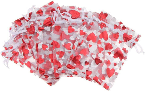 100pcs Love Heart Gift Bags Candy Bags Jewelry Packaging Wedding Gift Pouch Drawstring Bags for Valentine's Day Wedding Festival Party Supply...