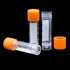 100 Pieces 2ml Plastic Graduated Vial Tube with Screw Caps, Test Tubes Small Test Sample Vial Storage Container for Lab (Orange)...