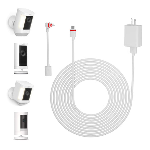 1 Pack - 16Ft/5m Charge Cable with Compatible with Ring Spotlight Camera Plus/Pro USB Plug Power Adapter Type C Charge Cable to Barrel Ring DC Plu...