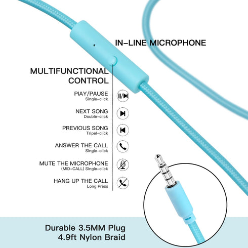 Kids Headphones Wired for School with Microphone, Lightweight Foldable Wired Headphones for School Age Kids with in-Line Control for Boys and Girl...